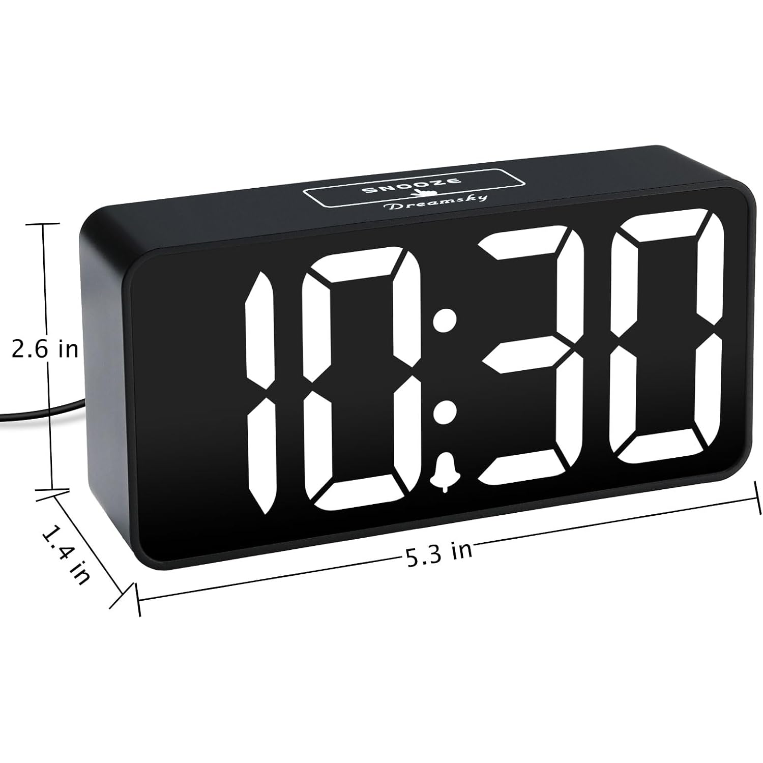 Dreamsky Small Digital Alarm Clock For Bederoom, Large Big Numbers Display With Dimmer For Living Room, Electric Bedside Desk Clock With Usb Charging Port, Adjustable Volume, Usb-C Adapter Powered
