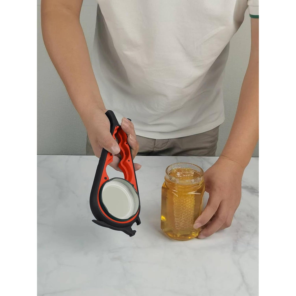 Otstar Jar Opener Bottle Opener And Can Opener For Weak Hands, Seniors With Arthritis And Anyone With Low Strength, Mutil Jar Opener Get Lids Off Easily (Black And Red)