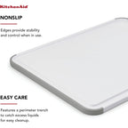Kitchenaid Classic Cutting Board With Perimeter Trench And Non Slip Edges, Dishwasher Safe, 11 Inch X 14 Inch, White And Gray