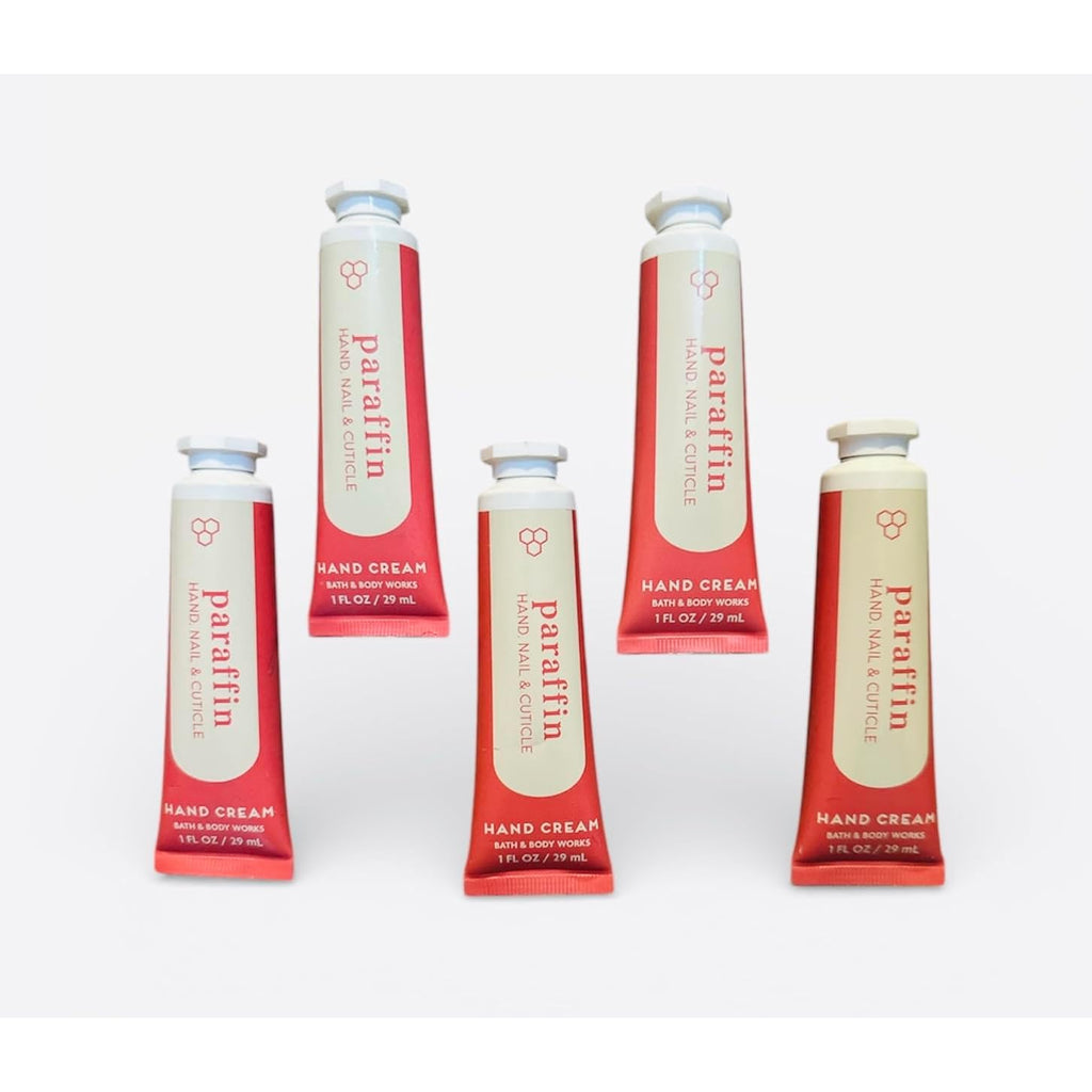 Bath & Body Works Paraffin Hand, Nail & Cuticle Hand Cream – 1 fl oz (29 mL) Tube – Pack of 5 – Paraffin · Avocado Oil · Shea Butter · Vitamin E