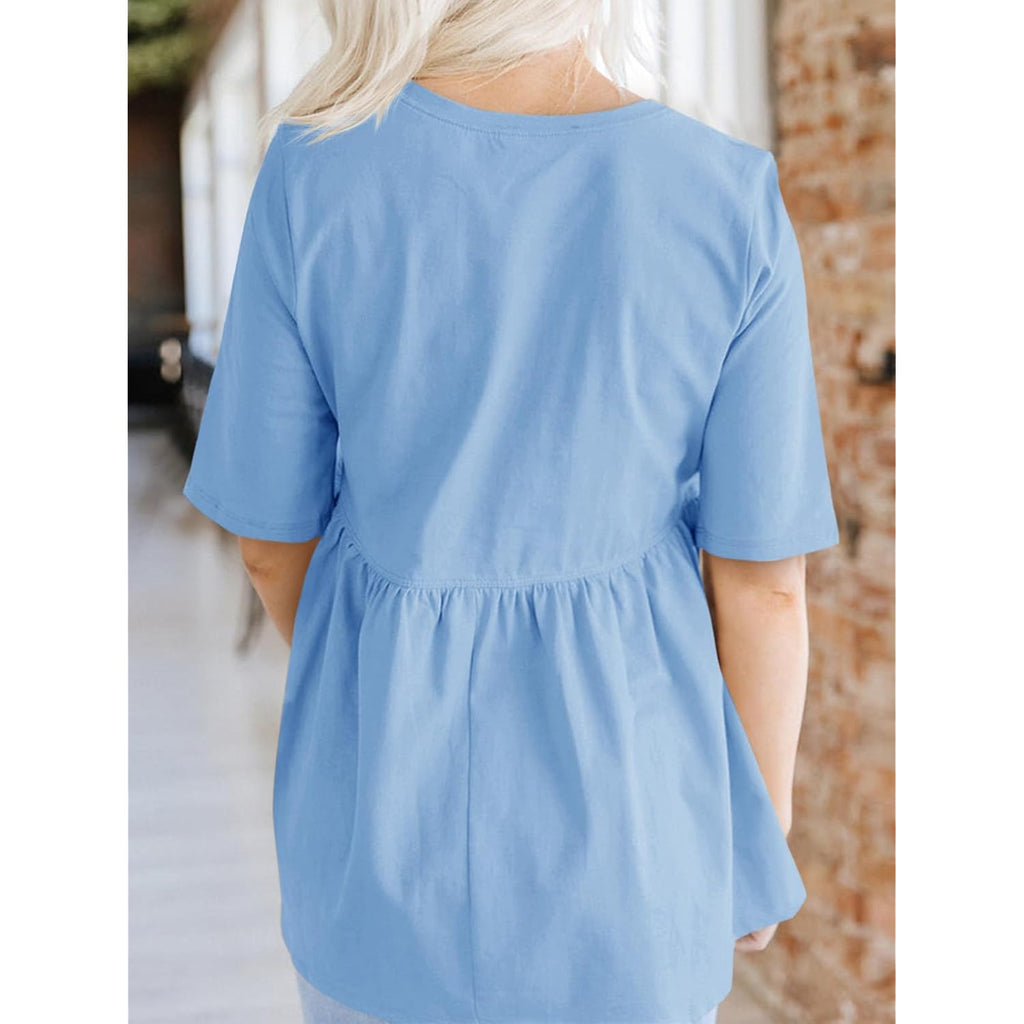 Cicy Bell Womens Summer Babydoll Tops Oversized Short Sleeve Crewneck T Shirts Casual Loose Plus Size Tunics