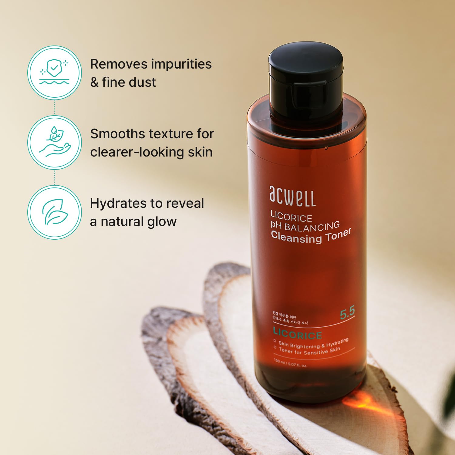 Acwell Licorice Ph 5.5 Balancing Cleansing Toner - Alcohol-Free Korean Face Toner And Astringent, Hydrating Clarifying Formula For Dull And Combination Skin, 5.07 Fl Oz