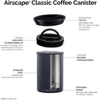 Airscape Planetary Design Stainless Steel Coffee Canister | Food Storage Container | Us Patented Inner Plunger Lid Removes Excess Oxygen | Don'T Buy Airtight, Buy Air-Less | (Medium, Matte Black)