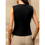 Elleven High Stretchy Vest Tops For Women, Knit V-Neck Sleeveless Button Down Vest Business Casual Outfits