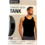 32 Degrees Comfort Mesh Tank Top, 3 Pack, X-Large Black