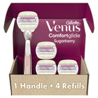Gillette Venus ComfortGlide plus Olay Sugarberry Women’s Razor, Rose Gold Metal Handle + 4 Blade Refills, 5-Blade Razor Cartridges, Moisture Bars