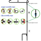 Garden Flag Pole Stand Holder, Garden Flags For Outside With Flag Stopper And Clip Waterproof Powder-Coated Paint For Flag Pole Holder For Outside House,Yard Flags For Outside