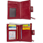 Bostanten Women Leather Wallet Rfid Blocking Bifold Zipper Pocket Wallet Card Case Purse With Id Window