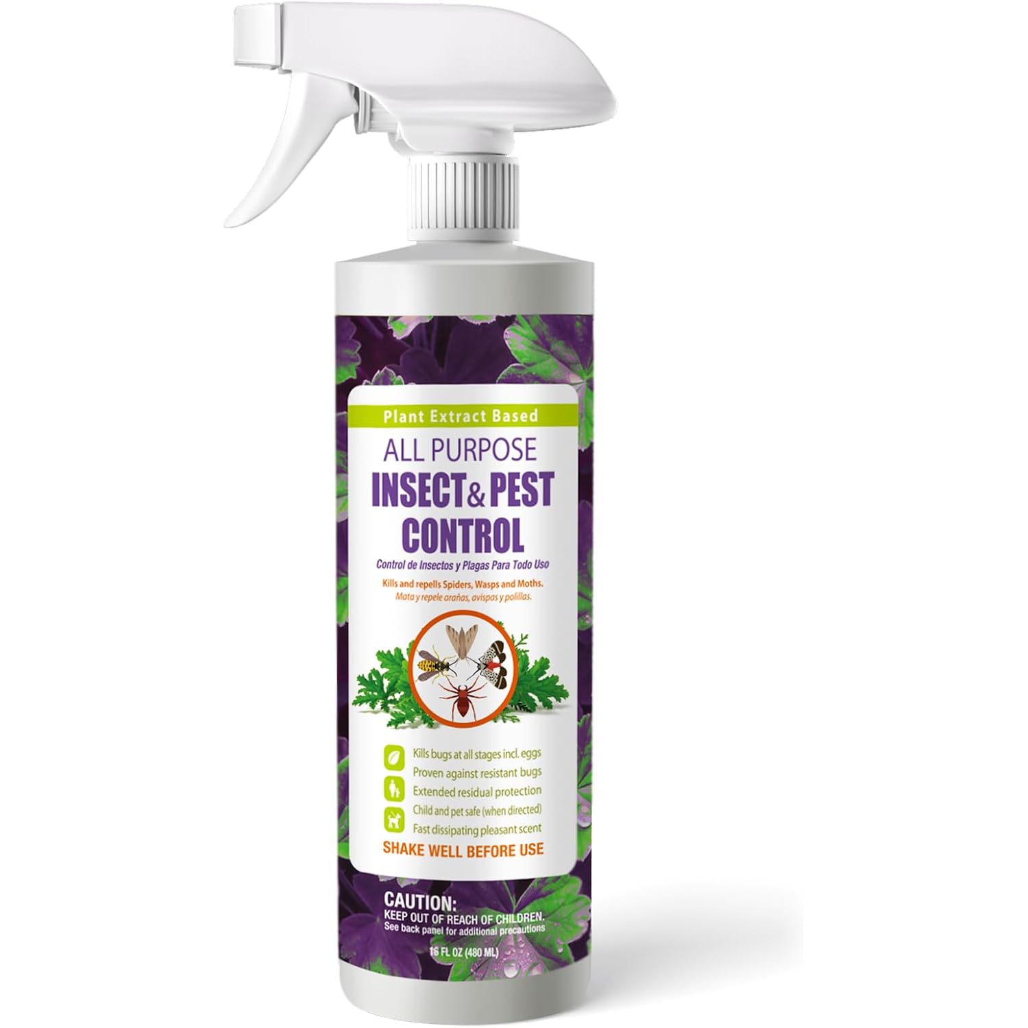 Ecovenger By Ecoraider All Purpose Insect Control 16 Oz, Fleas, Fruit Flies, Gnats, Moths, Roaches, Spiders, Fast Kill, Lasting Prevention, Kill Eggs, Plant Extract Based & Non-Toxic, Child & Pet Safe
