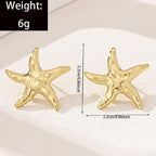 14K Gold Plated Starfish Earrings for Women Trendy, Boho Summer Beach Starfish Earring Gold Statement Hypoallergenic Studs Vacation Outfits Accessories Jewelry