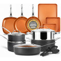 GOTHAM STEEL 20 Pc Ceramic Cookware Set, Copper Pots and Pans Set Non Stick with Bakeware, Cooking Utensils, and Steamer, Oven and Dishwasher Safe