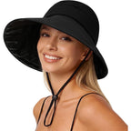 Pleneal Sun Hats for Women, UV Protection Wide Brim Ponytail Beach Hat Travel Packable Breathable Sun Hats UPF50+