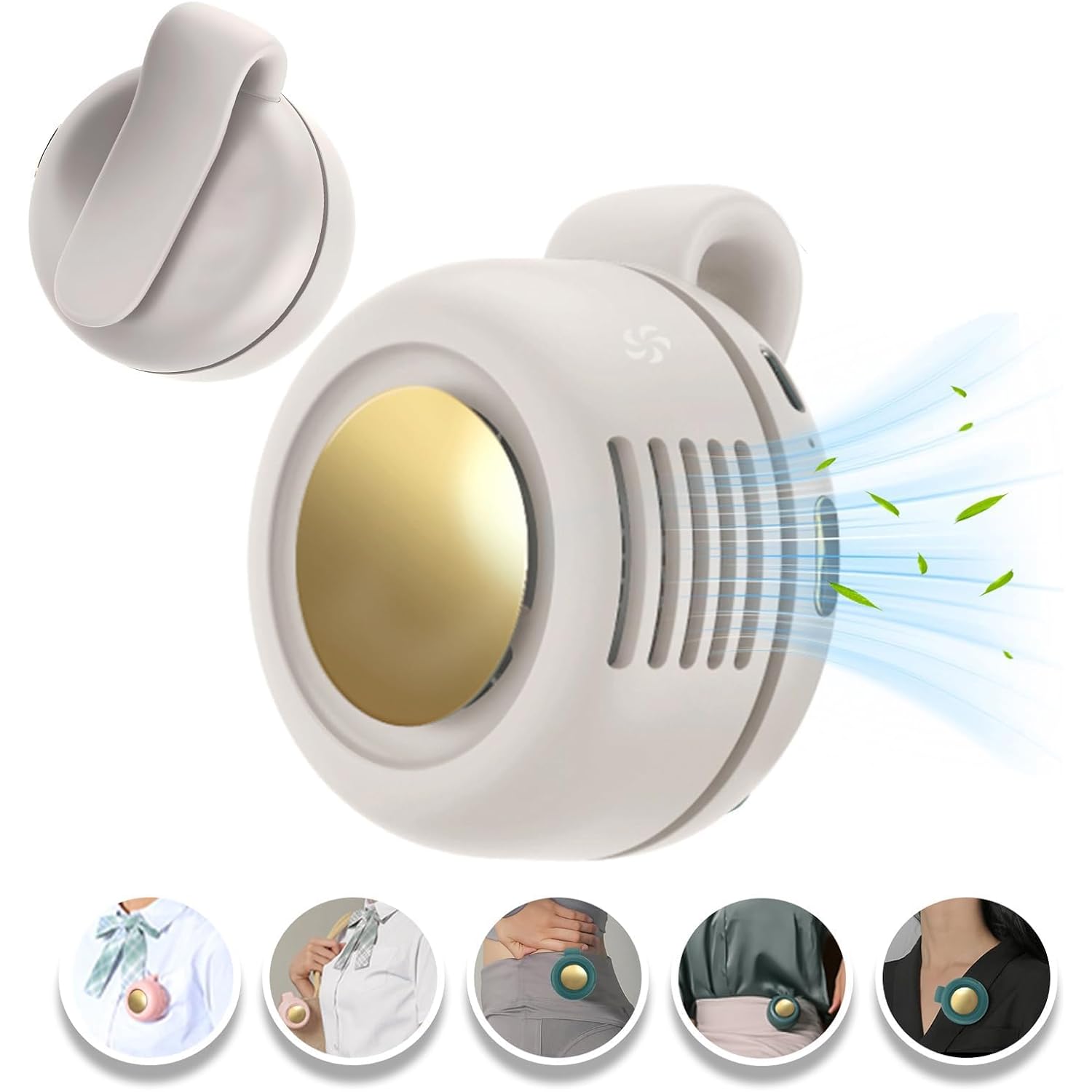 Portable Clip-On Fan, Mini Usb Rechargeable 360° Rotatable Fan, Personal Fan 3-Speed Silent Mini Bladeless Fans (White)