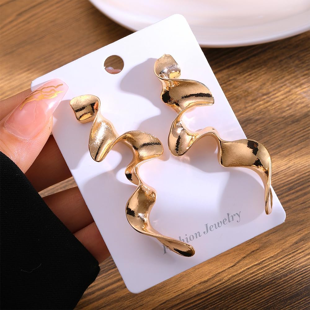 Fashion Gold Irregular Geometric Drop Dangle Earrings for Women Boho Silver Long Statement Earrings Abstract Earrings Jewelry Gift