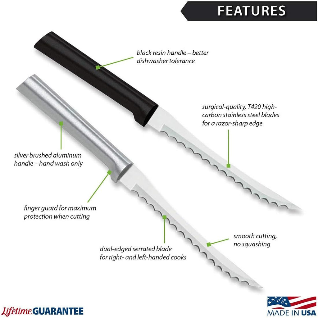 Rada Cutlery Tomato Slicer Knife (R126), 5" Stainless Steel Serrated Blade, Silver Handle