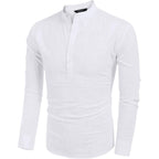 Coofandy Men'S Cotton Linen Henley T-Shirt Long Sleeve Hippie Casual Beach T-Shirts