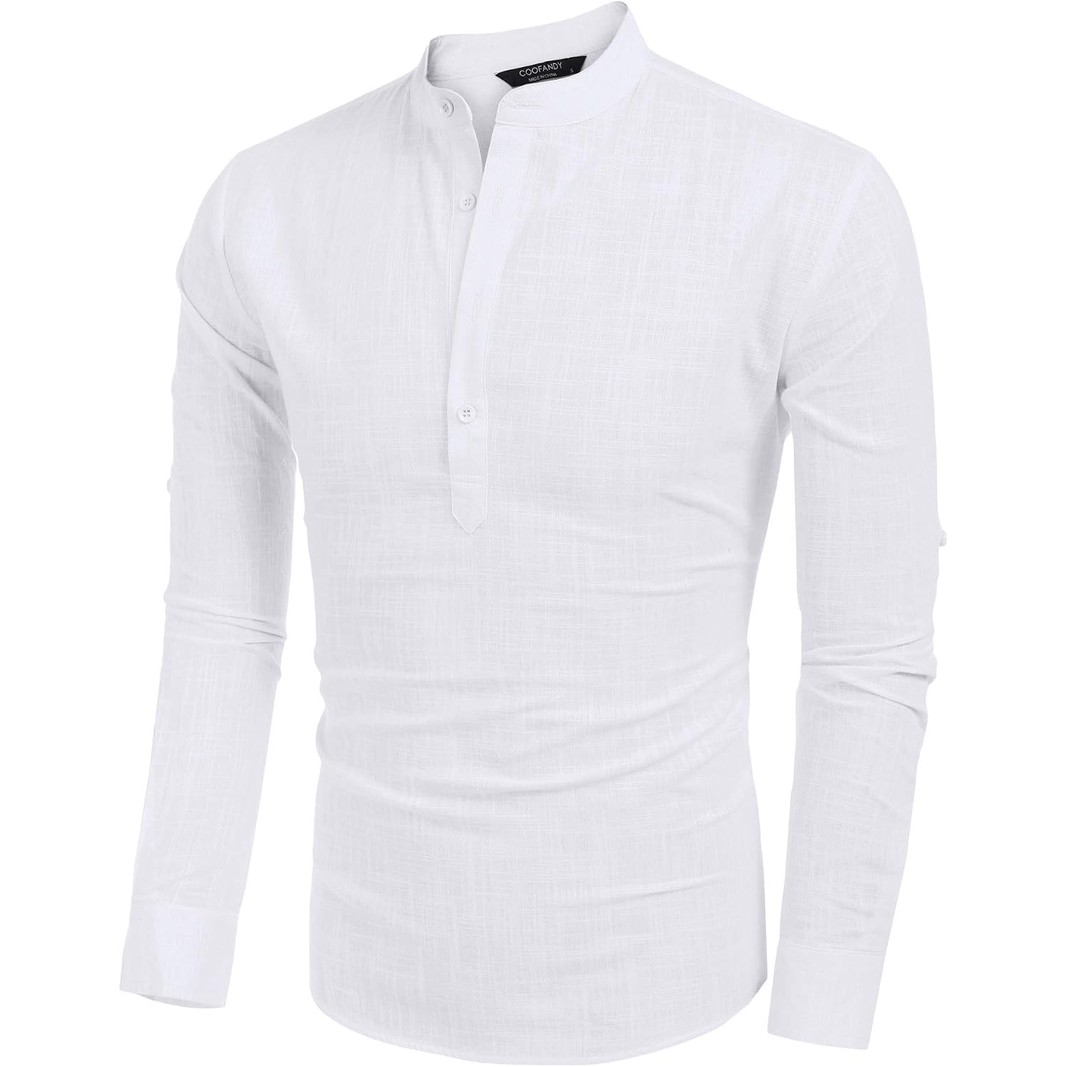 Coofandy Men'S Cotton Linen Henley T-Shirt Long Sleeve Hippie Casual Beach T-Shirts
