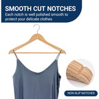 Amber Home 30 Pack Wooden Coat Hangers, Natural Wood Suit Hangers With Non-Slip Pant Bar, Clothes Hangers For Closet Organization, Shirts, Jackets, Dresses, And Pants (Natural, 30)