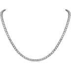 Belacqua 2 Carat Round Lab Grown Diamond Tennis Necklaces in Sterling Silver, Chain Length 16.5 Inches, Round Cut 3.7 mm, J-K Color, I1-I2 Clarity, 75% Diamond Coverage, Gift Box Included