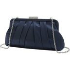 CHARMING TAILOR Classic Pleated Satin Clutch Bag Diamante Embellished Formal Handbag for Wedding/Prom/Black-Tie Events
