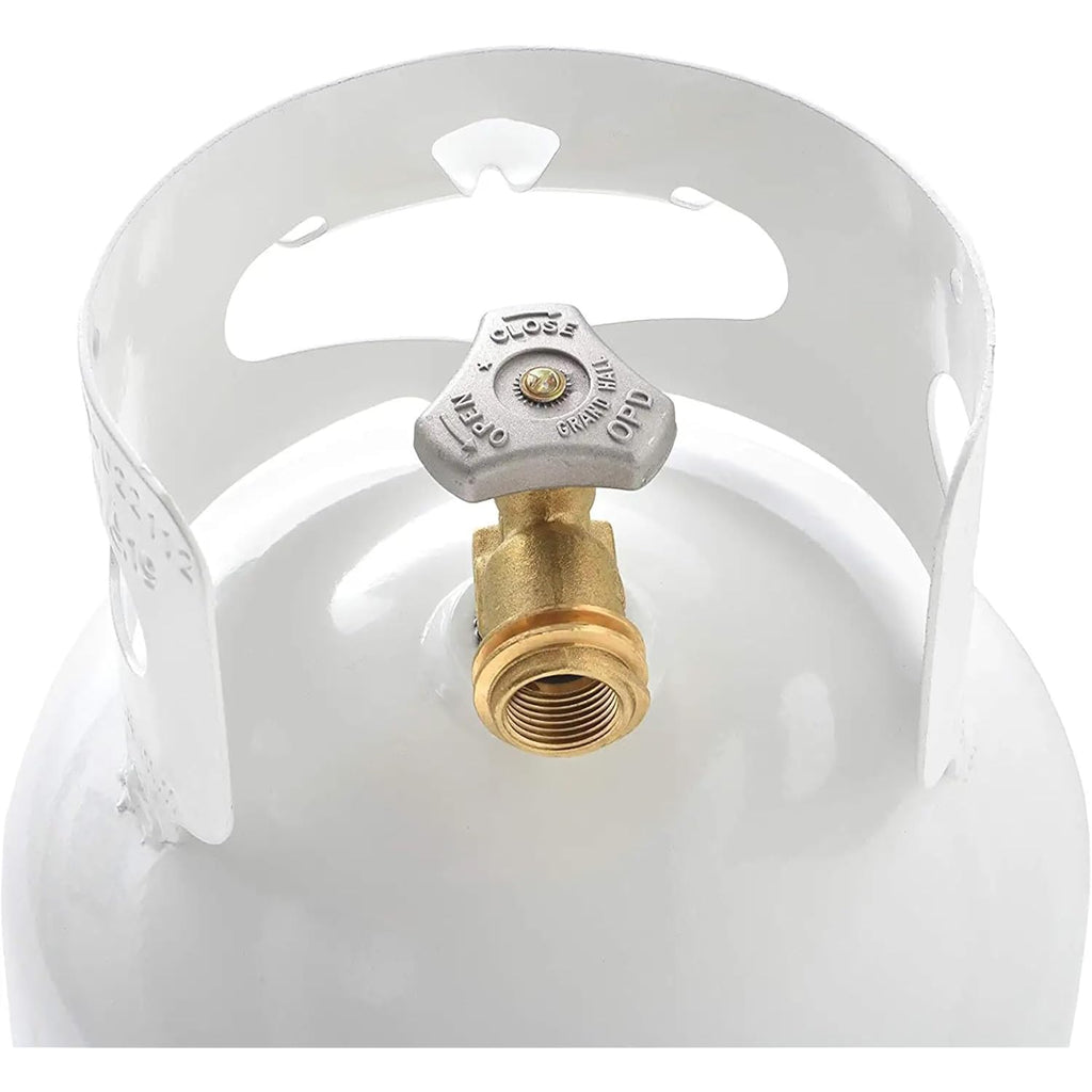 Flame King 10Lb Steel Propane Tank Cylinder With Type 1 Overflow Protection Device Valve, Great For Camping, Fire Pits, Heaters, Grills, Overlanding, White