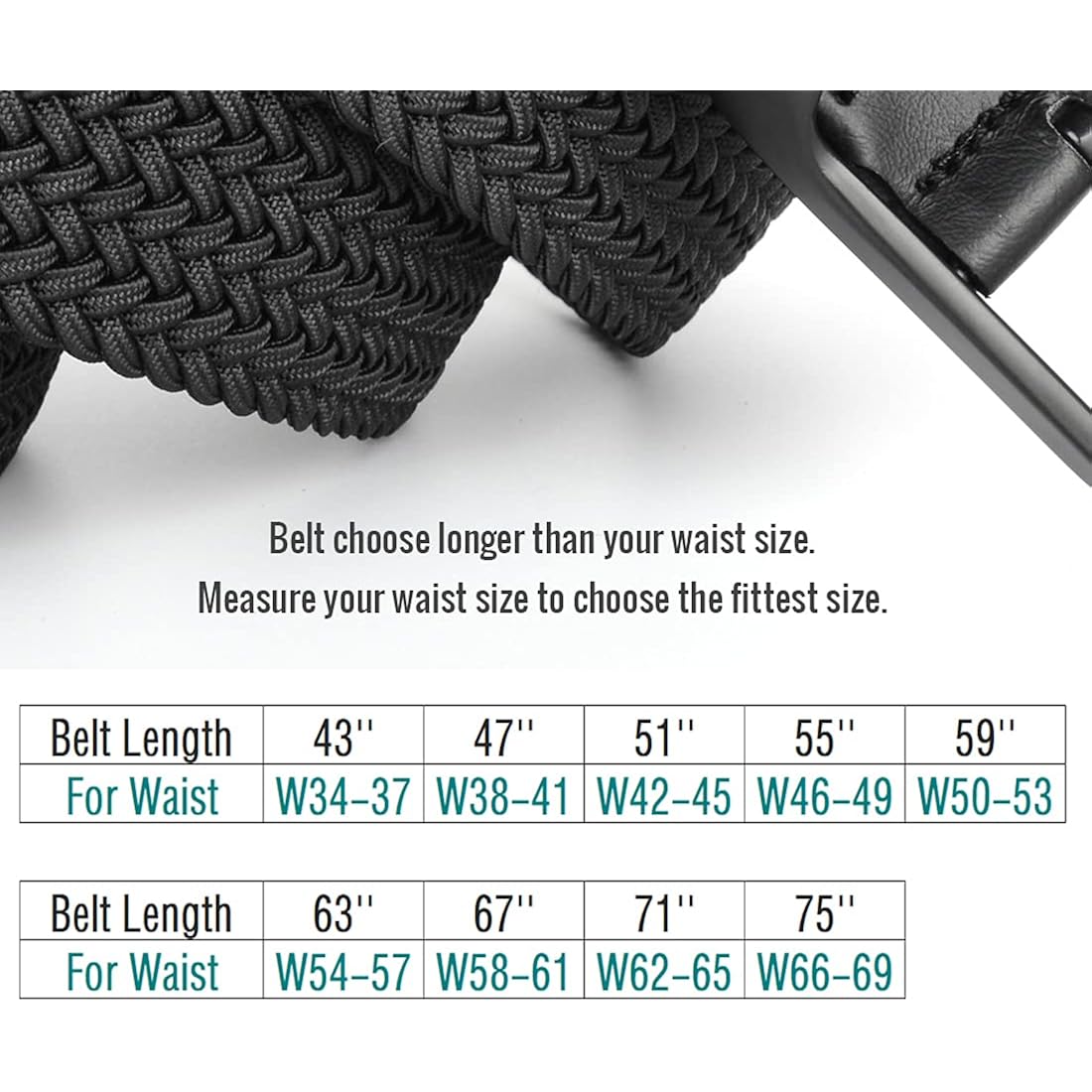 Plus Size 43'' To 75'' Mens Elastic Stretch Belts Big And Tall Belt