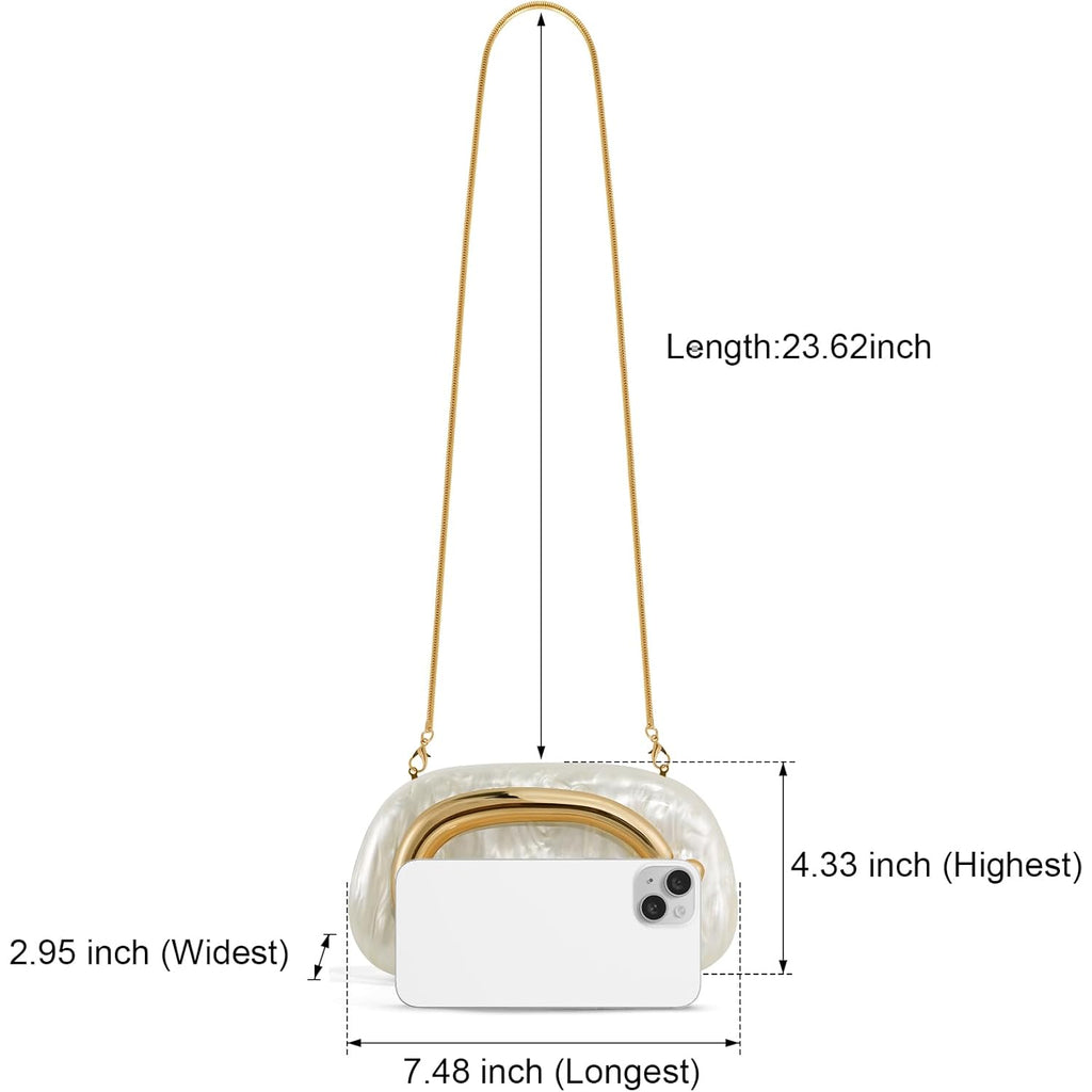 Clutch Purses for Women Formal, PU Leather/Marble Acrylic Evening Bags with Chain, Trendy Metal Handle Purses 2025