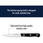 HENCKELS Solution Razor-Sharp 4-inch Compact Chef Knife, German Engineered Informed by 100+ Years of Mastery, Black/Stainless Steel