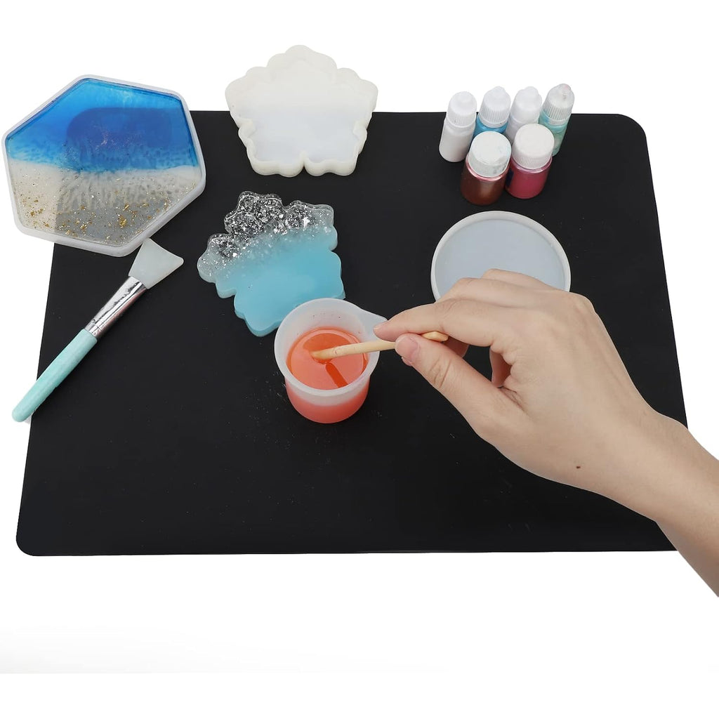 Gartful 2 Pack Silicone Crafting Mats, 15.7" X 11.8" Silicone Mat For Crafts, Large Heat Resistant Sheet For Jewelry Casting, Epoxy Resin, Painting, Counter Table Protector, Placemat, Nonstick, Black