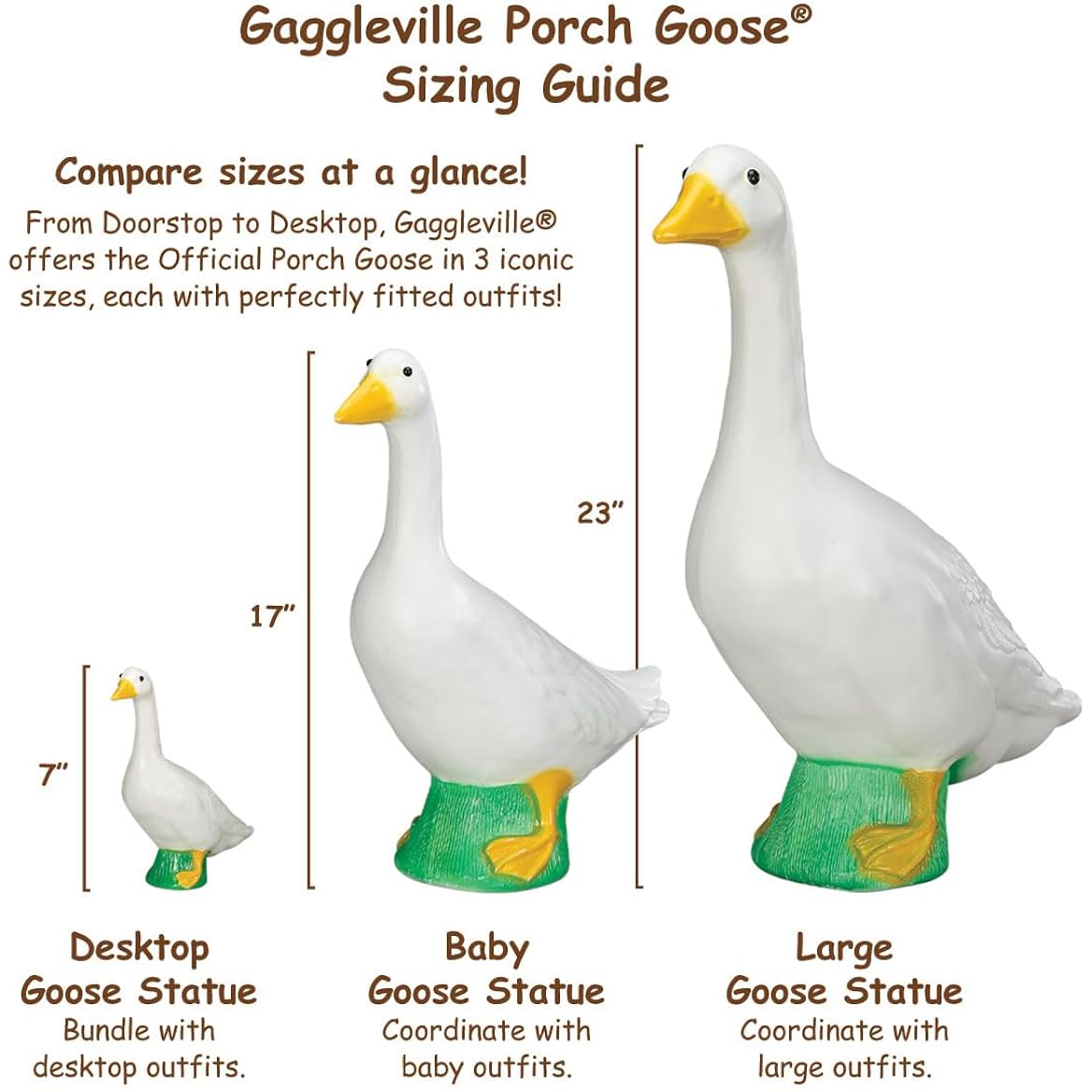 Official Gaggleville 23" Large White Goose, Plastic Garden Décor, Vibrant & Clean Painted Goose Feet - Indoor Or Outdoor Decorative Figurine For Garden, Patio, Or Entryway Accent By Fox Valley Traders