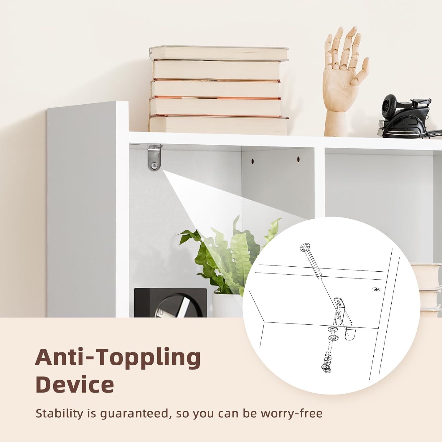 Oook White Desk Hutch, Dorm Organizers And Storage, Desktop Bookshelf With 5 Shelves, 3-Tier Wooden Desktop Organizer, Computer Desk With Hutch For Office Dorm Home