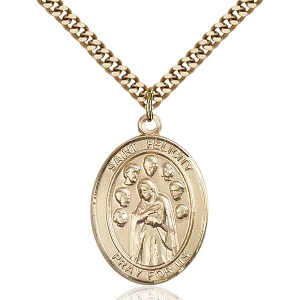 Bonyak Jewelry St. Felicity Hand-Crafted Oval Medal Pendant in 14kt Yellow Gold-Filled