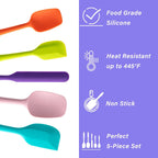 Silicone Spatula Set, 5 Piece Food Grade Rubber Spatulas For Baking, Cooking, And Mixing High Heat Resistant Non Stick Dishwasher Safe Bpa-Free (Multicolor)