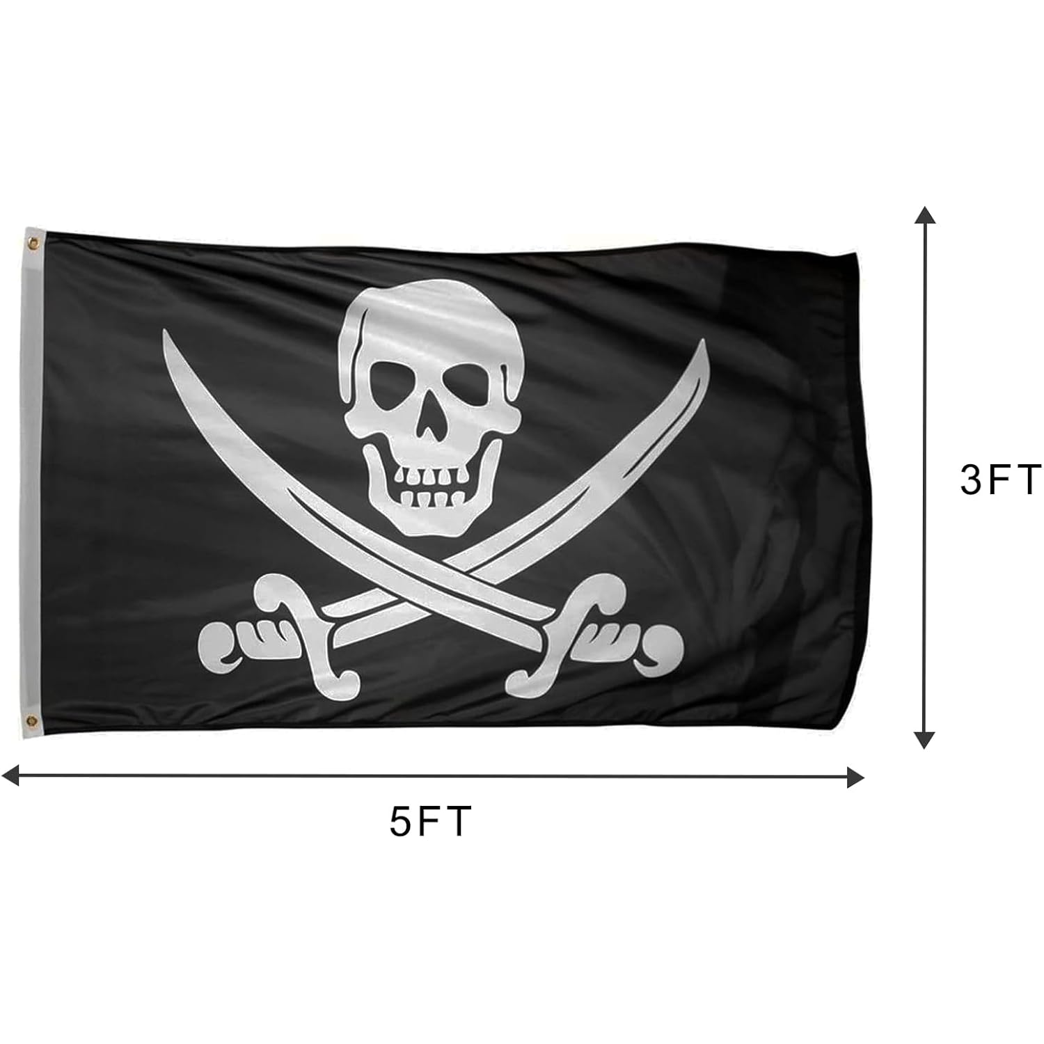 3X5 Ft Pirate Jack Rackham Polyester Flag With Brass Grommets