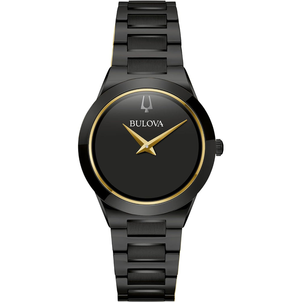 Bulova Ladies' Modern Millenia Black Stainless Steel 2-Hand Quartz Watch, Black Dial Style: 98L314