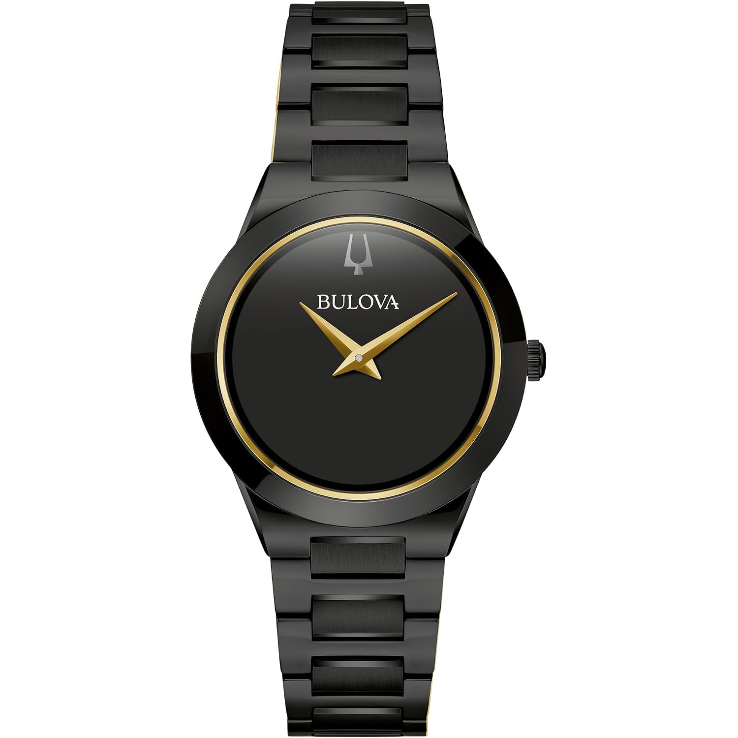 Bulova Ladies' Modern Millenia Black Stainless Steel 2-Hand Quartz Watch, Black Dial Style: 98L314
