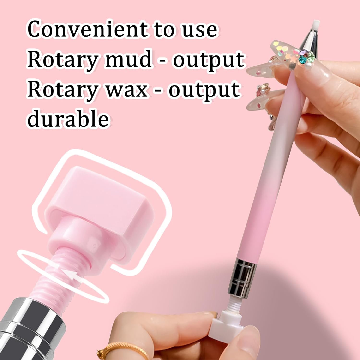 2 Pieces Rhinestone Picker Tool Diamond Art Refillable Wax Pen for Diamond Painting Nail Dotting Tool With 6pcs Wax Refills（Pink&Blue）