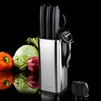 RAXCO Knife Set with Block,10-Piece Kitchen Knives Stainless Steel,Pro-sharpened for Cooking,Slicing,Mincing,Dicing,Black