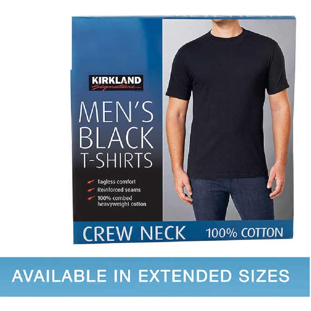 Kirkland Signature Men'S Crew Neck Tee 100% Combed Heavyweight Cotton T-Shirts (Pack Of 6)
