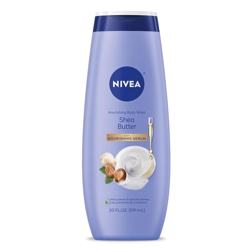 Nivea Nourishing Shea Butter Body Wash With Nourishing Serum, Moisturizing Body Wash For Women, Enriched Provitamin B5 And Vitamin E, 20 Fl Oz Bottle