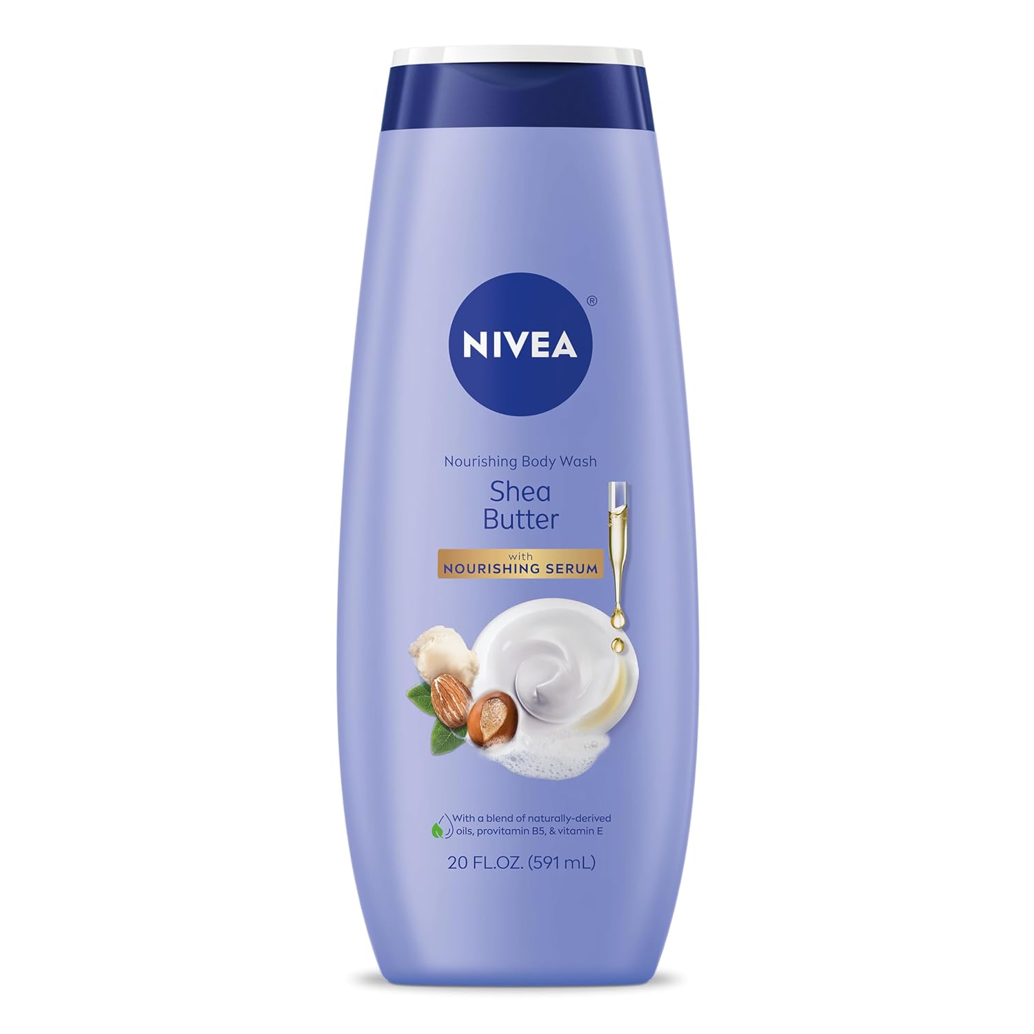 Nivea Nourishing Shea Butter Body Wash With Nourishing Serum, Moisturizing Body Wash For Women, Enriched Provitamin B5 And Vitamin E, 20 Fl Oz Bottle