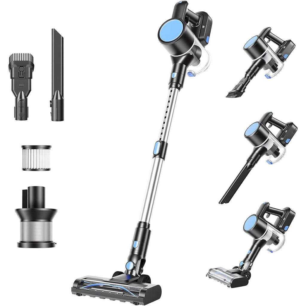 Olixis Cordless Vacuum Cleaner, Rechargeable Upright Cleaner With Flexible Steering, Extendable Wand, Led Headlight, 3 Brushes & Wall Mount, Handheld Vacuum For Hardwood Floor Home Cleaning