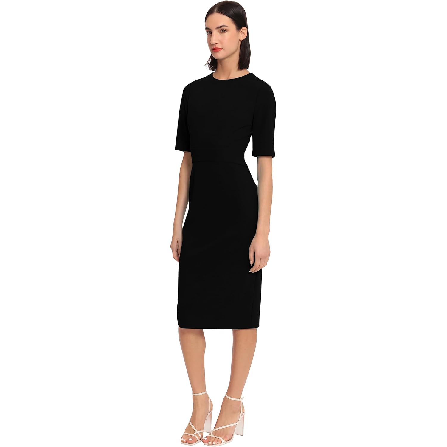 Women's Curved Waist Seam Crepe Workwear Dress Career Office Desk to Dinner Event Occasion Guest of