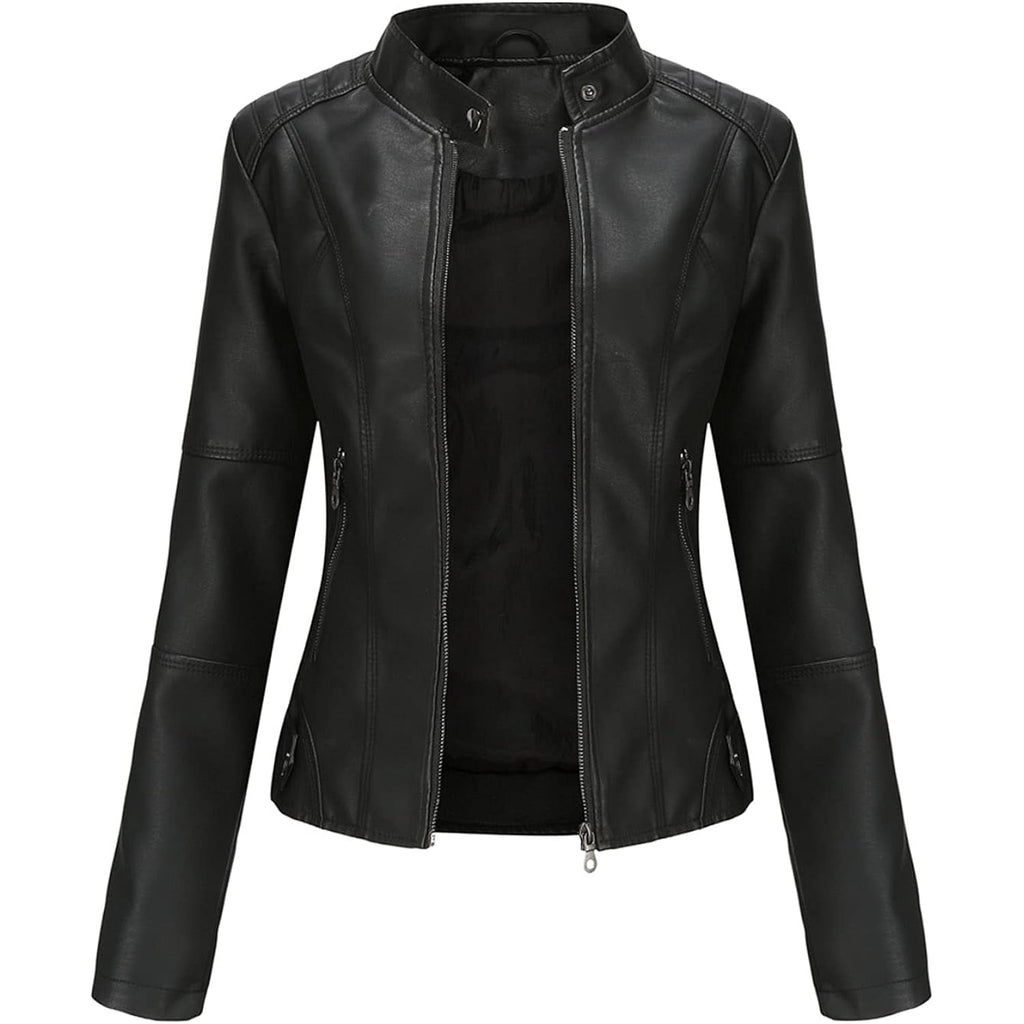 DEAR MODEL Faux Leather Jacket Women Bomber Jacket Women's Belted Motorcycle Jacket