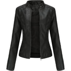 DEAR MODEL Faux Leather Jacket Women Bomber Jacket Women's Belted Motorcycle Jacket