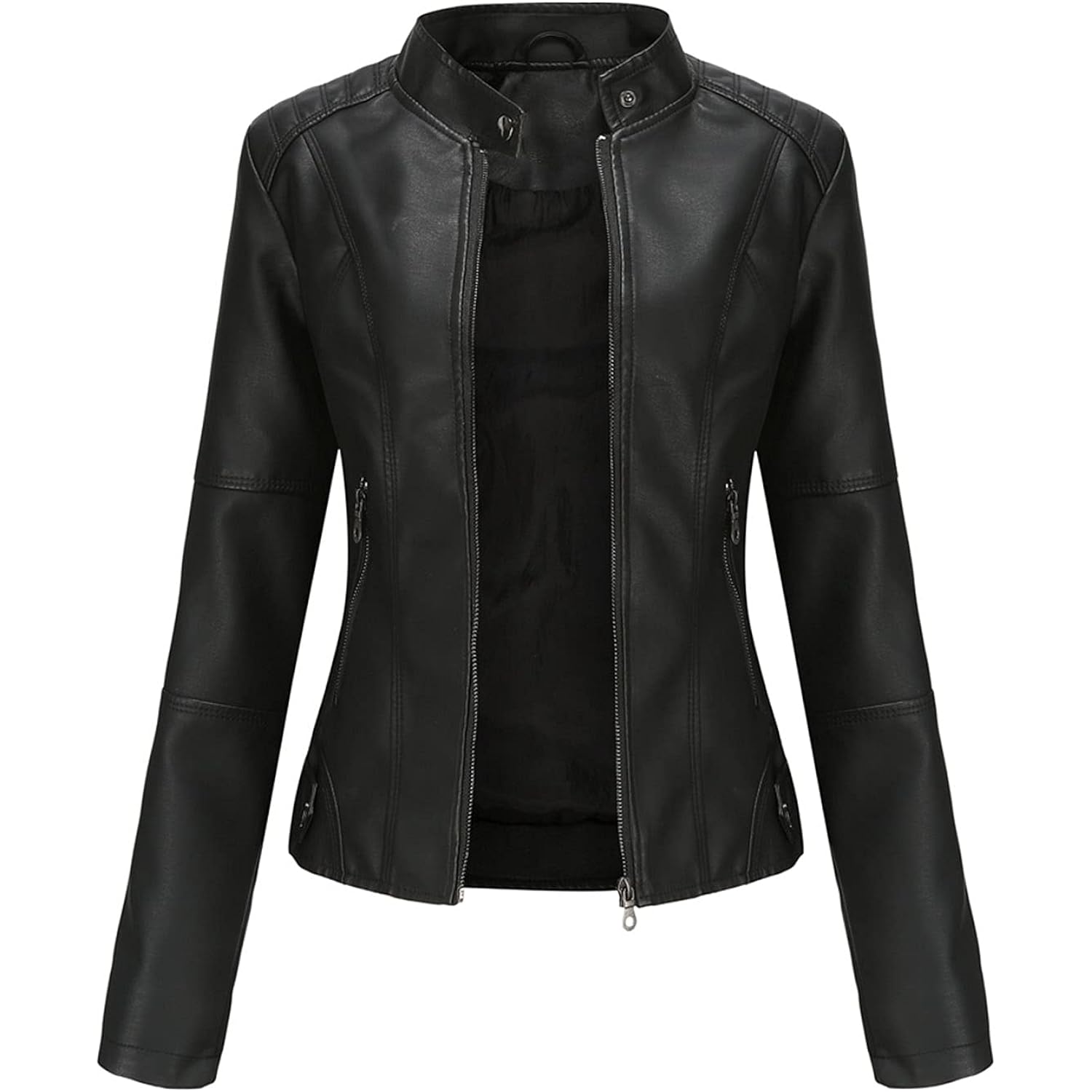 DEAR MODEL Faux Leather Jacket Women Bomber Jacket Women's Belted Motorcycle Jacket