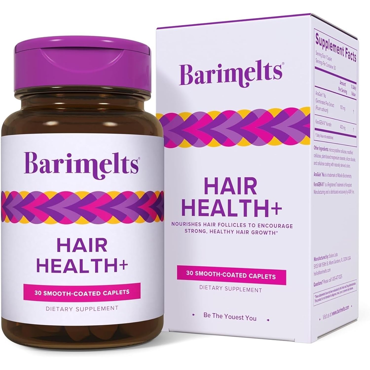 Barimelts Hair Health+ – Helps Reduce Hair Thinning For Glp-1 Users Or Bariatric Patients – Hair Growth Supplement With Clinically Studied Anagain™ Nu And Keratin – 1-Month Supply