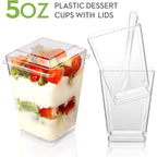 5 oz 60Pcs Plastic Dessert Cups With Lids and Spoons, Yogurt Parfait Appetizer Cups for Party, Mini Dessert Shooters for Pudding and Fruit