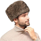 Faux Fur Cossack Hat Fuzzy Trapper Trooper Hat Windproof Warm Russian Ushanka Winter Ski Hunting Cap Unisex