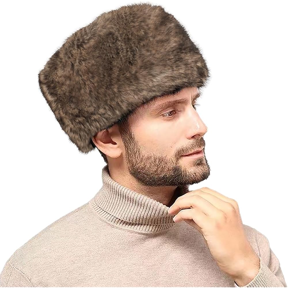 Men Winter Trapper Hat Faux Fur Russian Trooper Hat Furry Ushanka Hat Warm Dad Hat Outdoor Windproof Hunting Ski Cap